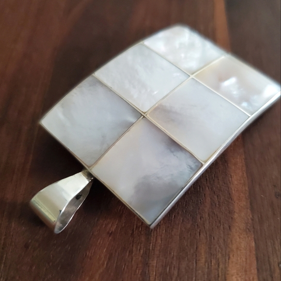 Rectangle Pendant with shell and sterling silver - Picture 4 of 6